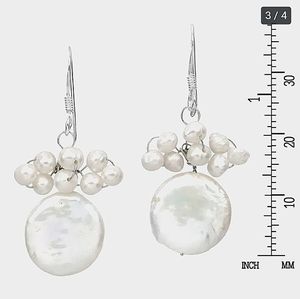 White Pearl Dangle Earings with Sterling Silver